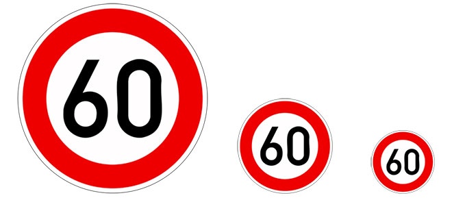 Новые дорожные знаки: слева — 120см, посередине — 60см, справа — 40см