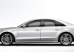 Audi S8 - вид строго сбоку, белый автомобиль